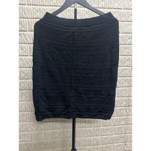 White House Black Market Black Textured Knit Pencil Skirt Medium Pull On Stretch